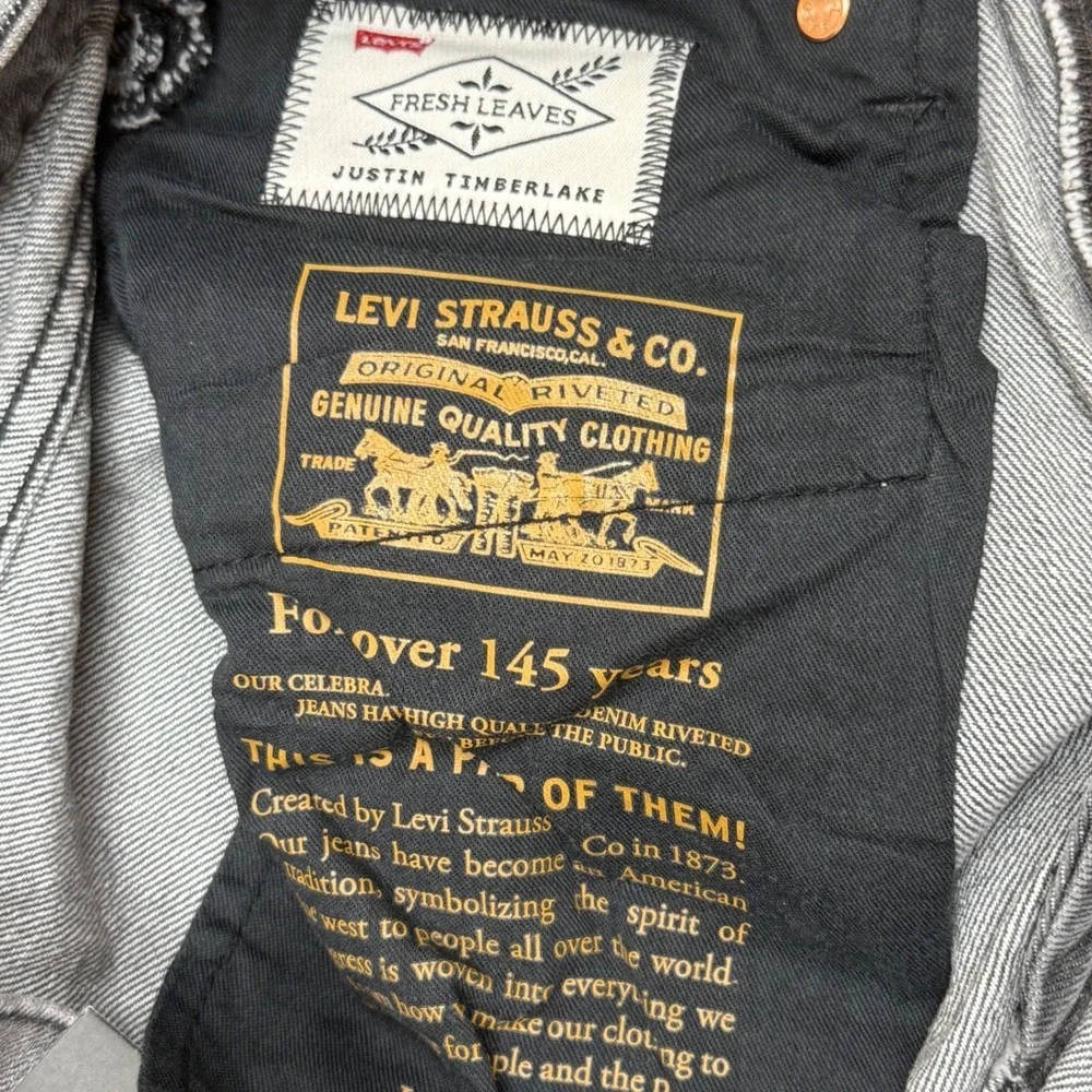 Levi's x Justin Timberlake Fresh Leaves 502 Taper Jeans W30 L32 Black Distressed